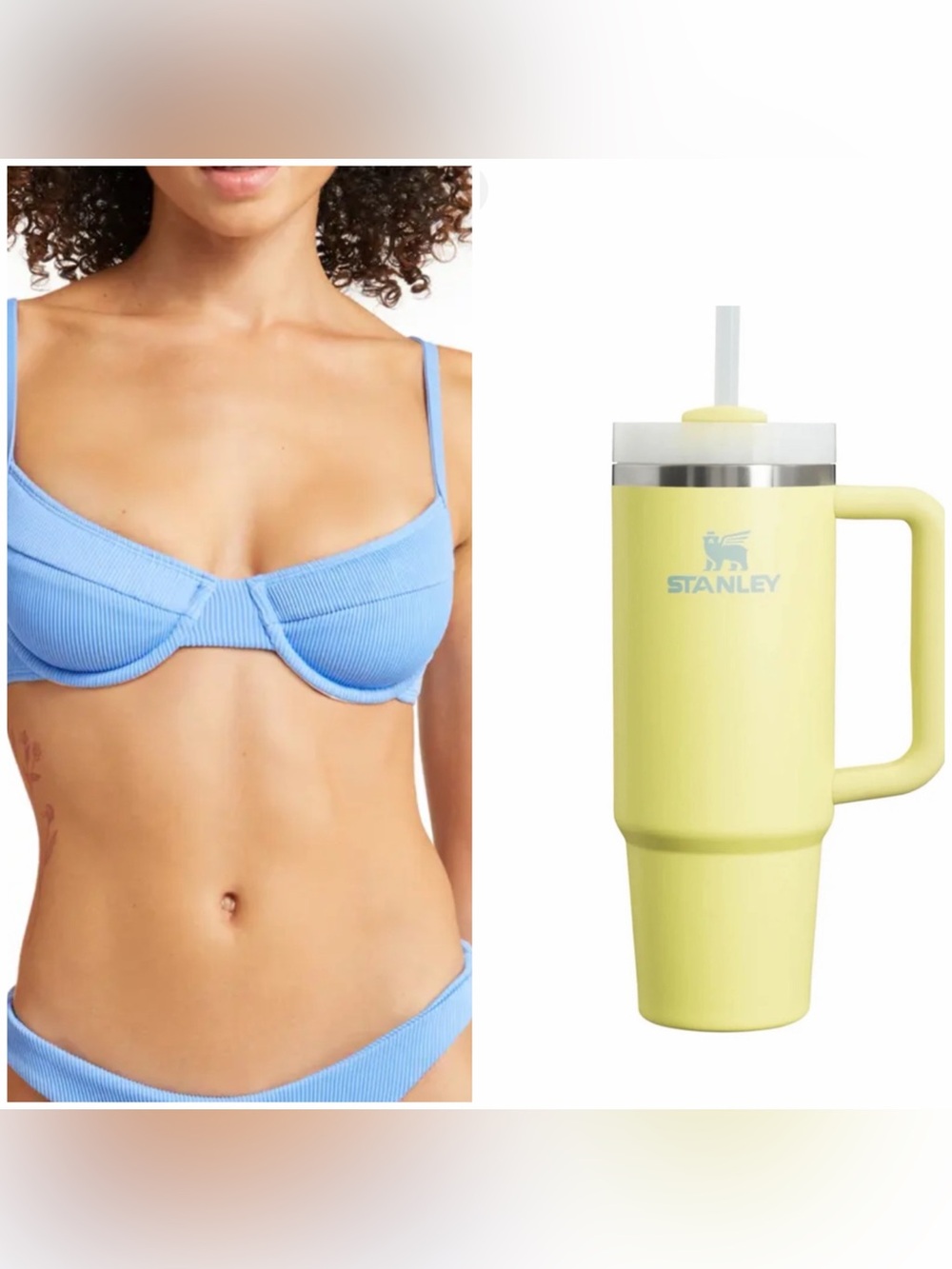 Kulani Kinis Light Blue Ribbed Underwire Bikini set whit Stanley bundle